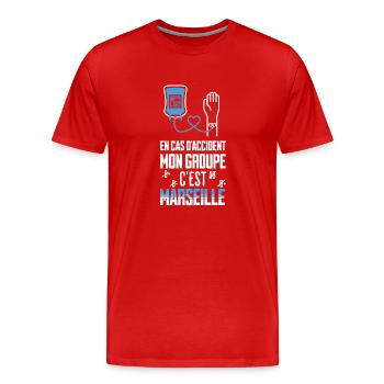 Cadeau pour supporter de marseille marseillais - T-shirt bio Premium Homme - rouge - Devant - Damien (186cm)
