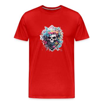 Skull Skull Skull Skeleton Bone - Men's Premium Organic T-Shirt - red - Front - Damien (186cm)