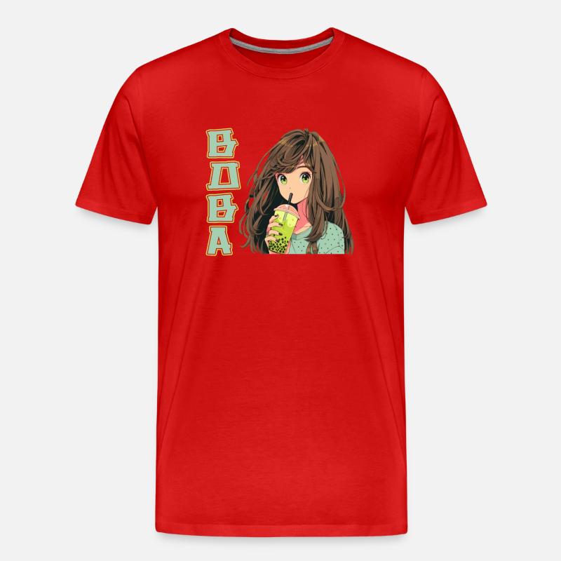 Anime and Boba Bubble Tea - Männer Premium Bio T-Shirt - Rot