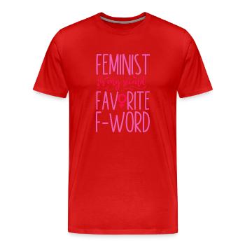 Feminist Feminist Is My Second - Männer Premium Bio T-Shirt - Rot - Vorne - Damien (186cm)