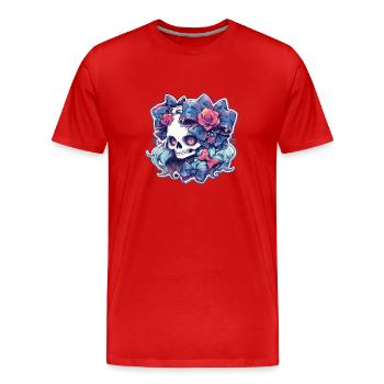 Totenkopf - Männer Premium Bio T-Shirt - Rot - Vorne - Damien (186cm)