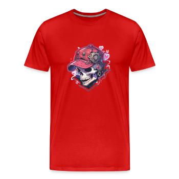 Totenkopf - Männer Premium Bio T-Shirt - Rot - Vorne - Damien (186cm)