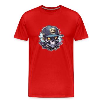 Totenkopf - Männer Premium Bio T-Shirt - Rot - Vorne - Damien (186cm)