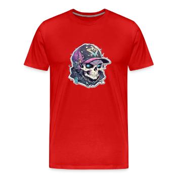 Totenkopf - Männer Premium Bio T-Shirt - Rot - Vorne - Damien (186cm)