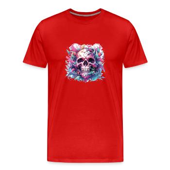 Totenkopf - Männer Premium Bio T-Shirt - Rot - Vorne - Damien (186cm)