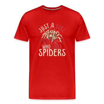 Nur ein Mädchen das Spinnen liebt Arachnide Spinne - Männer Premium Bio T-Shirt - Rot - Vorne - Damien (186cm)
