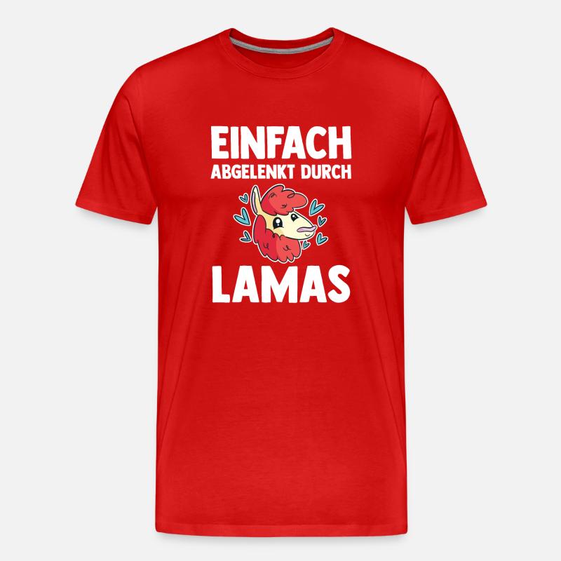 Lama - Männer Premium Bio T-Shirt - Rot