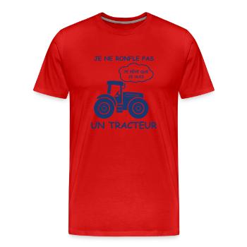Je ne ronfle pas je rêve que je suis un tracteur - T-shirt bio Premium Homme - rouge - Devant - Damien (186cm)