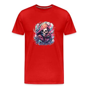 Totenkopf - Männer Premium Bio T-Shirt - Rot - Vorne - Damien (186cm)