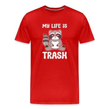 Waschbär Müllleben Wildtierpädagogin - Männer Premium Bio T-Shirt - Rot - Vorne - Damien (186cm)