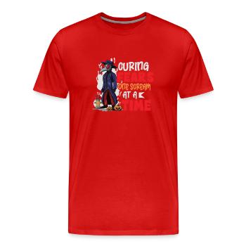 Effrayant Halloween horreur peste médecin - T-shirt bio Premium Homme - rouge - Devant - Damien (186cm)