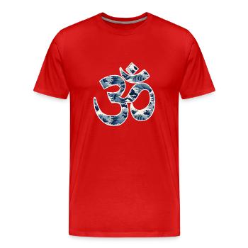 Cosmic Resonance: The Sacred Om - Men's Premium Organic T-Shirt - red - Front - Damien (186cm)