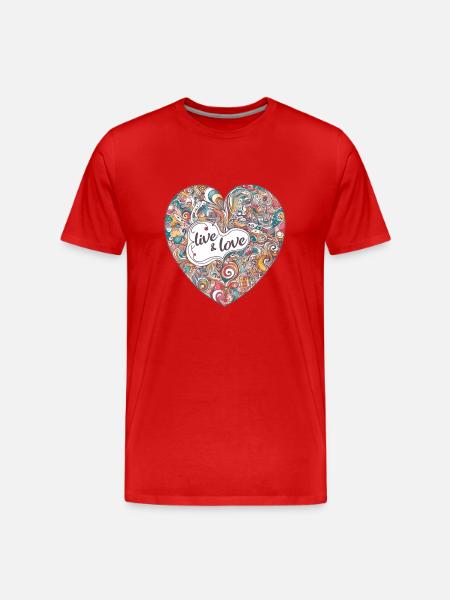 Buntes Herz - live & love - Men's Premium Organic T-Shirt - red