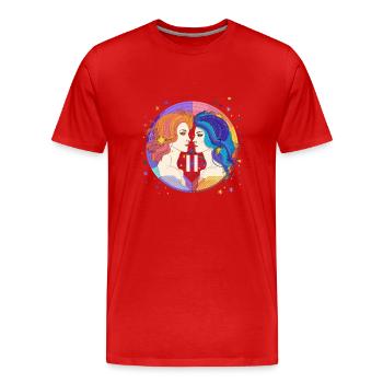 Tierkreiszeichen - Zwei Menschen - Zwillinge - Männer Premium Bio T-Shirt - Rot - Vorne - Damien (186cm)