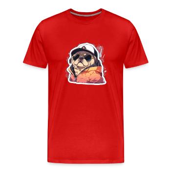 Pug Pug Dog Pug Sunglasses Pug Gift - Men's Premium Organic T-Shirt - red - Front - Damien (186cm)