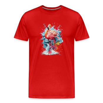 Tropical Colorful Flamingo Water Colour Splash - Men's Premium Organic T-Shirt - red - Front - Damien (186cm)