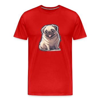 Pug Pug Dog Pug Gifts Pug Lovers - Men's Premium Organic T-Shirt - red - Front - Damien (186cm)