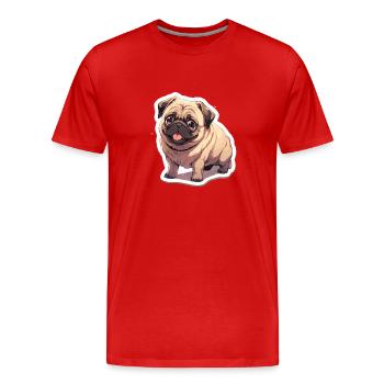 Pug Pug Dog Pug Gifts Pug Lovers - Men's Premium Organic T-Shirt - red - Front - Damien (186cm)