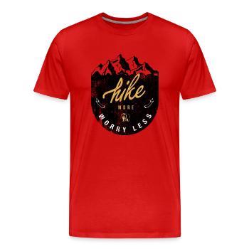 Marcher plus Souciez-vous moins - T-shirt bio Premium Homme - rouge - Devant - Damien (186cm)