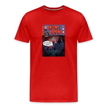 Retro Horror Comic - Online-Dating - Männer Premium Bio T-Shirt - Rot - Vorne - Damien (186cm)