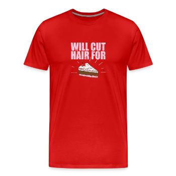Coupera les cheveux pour gâteau coiffeur profession cheveux - T-shirt bio Premium Homme - rouge - Devant - Damien (186cm)