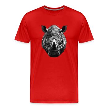 Nashorn Portrait - Männer Premium Bio T-Shirt - Rot - Vorne - Damien (186cm)