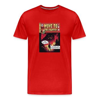 Retro-Horror-Comic - Umzug aufs Land - Männer Premium Bio T-Shirt - Rot - Vorne - Damien (186cm)