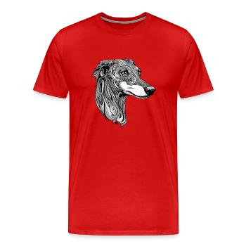Portrait de chien Greyhound - T-shirt bio Premium Homme - rouge - Devant - Damien (186cm)