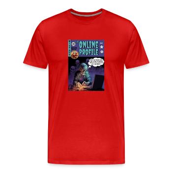 Retro Horror Comic - The Online Profile - Men's Premium Organic T-Shirt - red - Front - Damien (186cm)