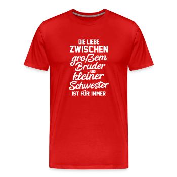 Geschwister Brüder Bruder - Männer Premium Bio T-Shirt - Rot - Vorne - Damien (186cm)