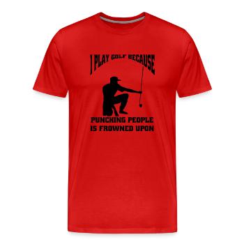 Golfer, golf, golf, golf club, golf course - Men's Premium Organic T-Shirt - red - Front - Damien (186cm)