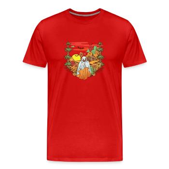 Gothic Forest Boo Ghost Spooky Season Mushroom - Men's Premium Organic T-Shirt - red - Front - Damien (186cm)