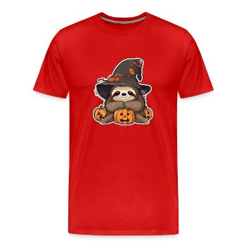 Paresseux Halloween Paresseux Paresseux Citrouille paresseuse - T-shirt bio Premium Homme - rouge - Devant - Damien (186cm)