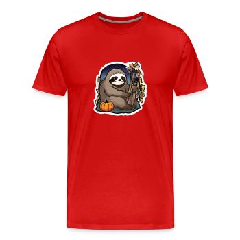 Paresseux Halloween Paresseux Paresseux Citrouille paresseuse - T-shirt bio Premium Homme - rouge - Devant - Damien (186cm)