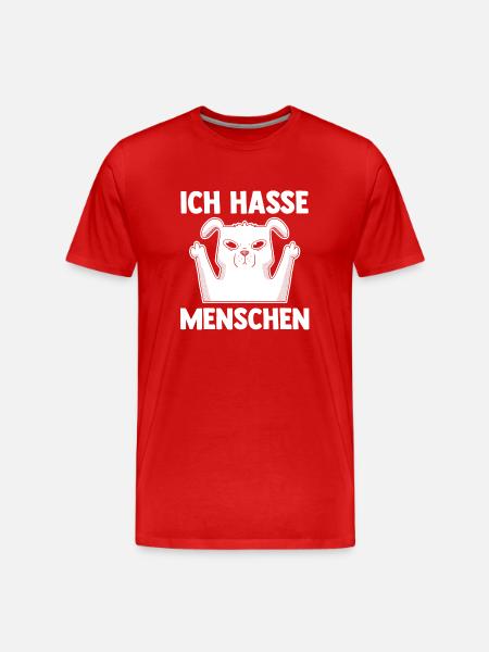 Hund Ich Hasse Menschen - Männer Premium Bio T-Shirt - Rot