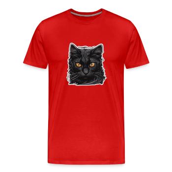 Schwarze Katze - Männer Premium Bio T-Shirt - Rot - Vorne - Damien (186cm)