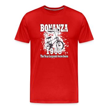 Bonanza 1968 - Geburtsjahr - Bonanzarad - vintage - Männer Premium Bio T-Shirt - Rot - Vorne - Damien (186cm)