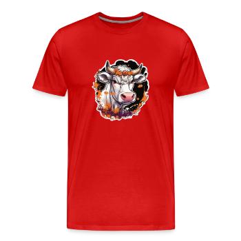 Kug Vache Halloween Vache Crâne Tête de vache Vaches - T-shirt bio Premium Homme - rouge - Devant - Damien (186cm)