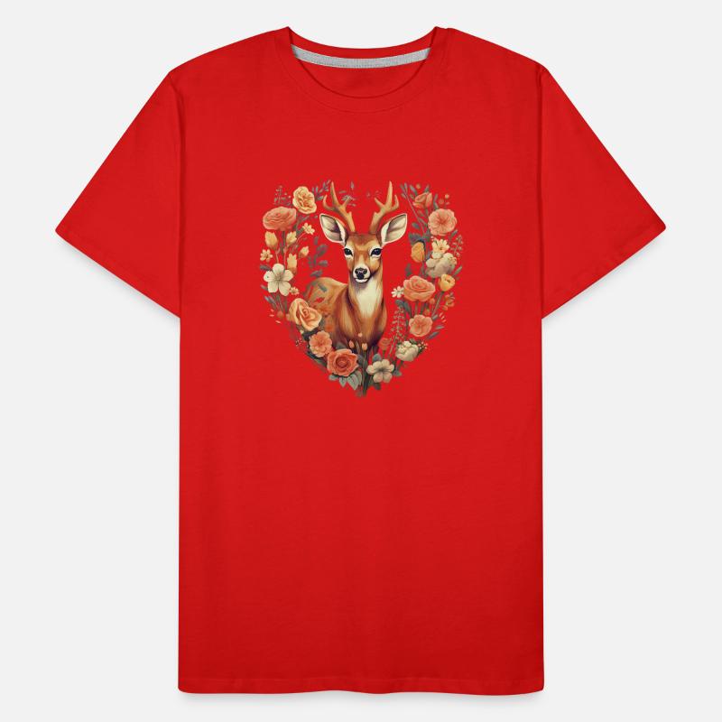 Remplacement Dirndl Cerf Bois Cerf Fleurs Dames T-shirt bio Premium Homme