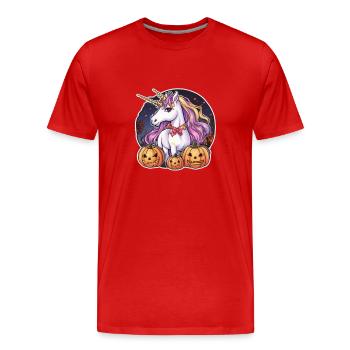 Licorne Halloween Licornes Licorne Helloween - T-shirt bio Premium Homme - rouge - Devant - Damien (186cm)