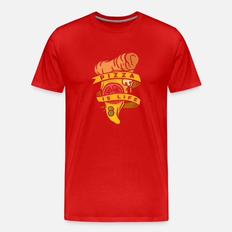 Pizza Leben - Männer Premium Bio T-Shirt - Rot