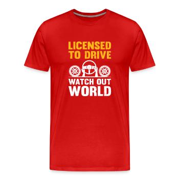 Permis de conduire passé Nouveau permis de conduire S - T-shirt bio Premium Homme - rouge - Devant - Damien (186cm)
