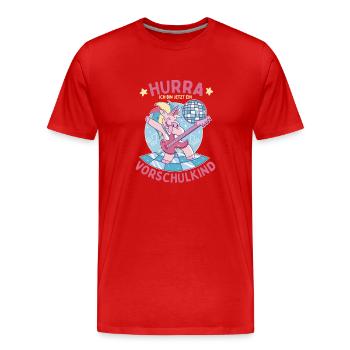 Hurra ich bin jetzt ein Vorschulkind - Männer Premium Bio T-Shirt - Rot - Vorne - Damien (186cm)
