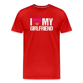 Ich liebe meine Freundin Herz, meine Freundin Vintage - Männer Premium Bio T-Shirt - Rot - Vorne - Damien (186cm)