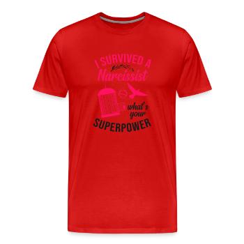 Happy Divorce Party I Survived A - Männer Premium Bio T-Shirt - Rot - Vorne - Damien (186cm)