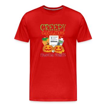 Gruselige Berechnungen Finanzielle Ängste Hallowee - Männer Premium Bio T-Shirt - Rot - Vorne - Damien (186cm)