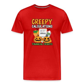 Gruselige Berechnungen Finanzielle Ängste Hallowee - Männer Premium Bio T-Shirt - Rot - Vorne - Damien (186cm)
