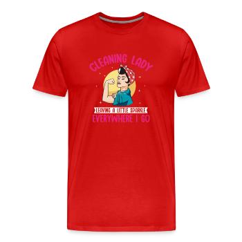 Aide domestique, femme de ménage, femme de ménage - T-shirt bio Premium Homme - rouge - Devant - Damien (186cm)