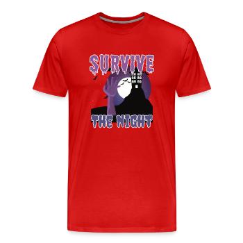 "Survive the Night", The Awakening of the Zombies - Men's Premium Organic T-Shirt - red - Front - Damien (186cm)