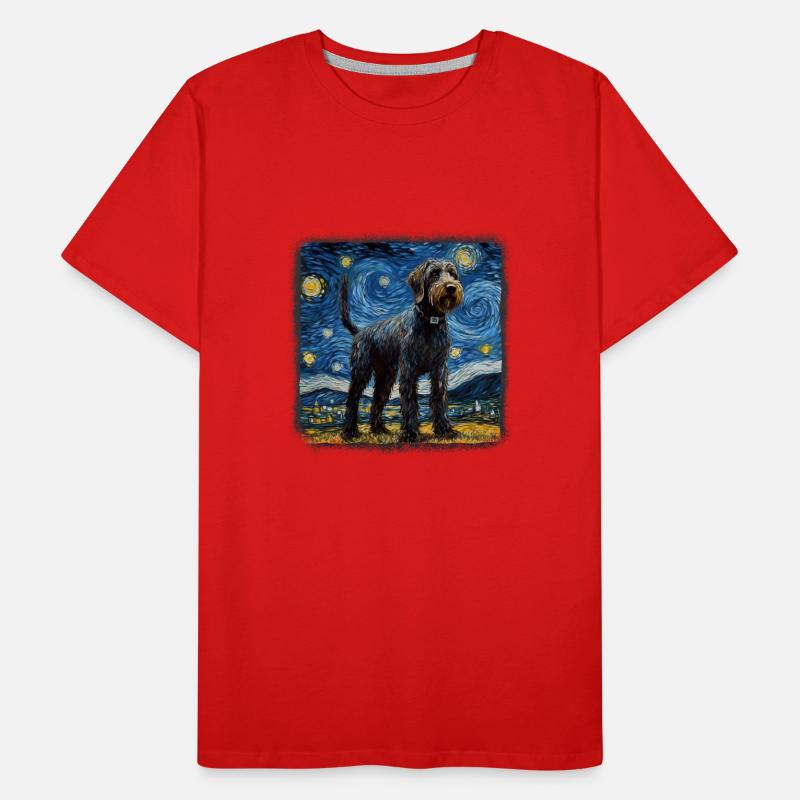 German Wirehaired Pointer Van gogh starry night Men's Premium Organic T-Shirt